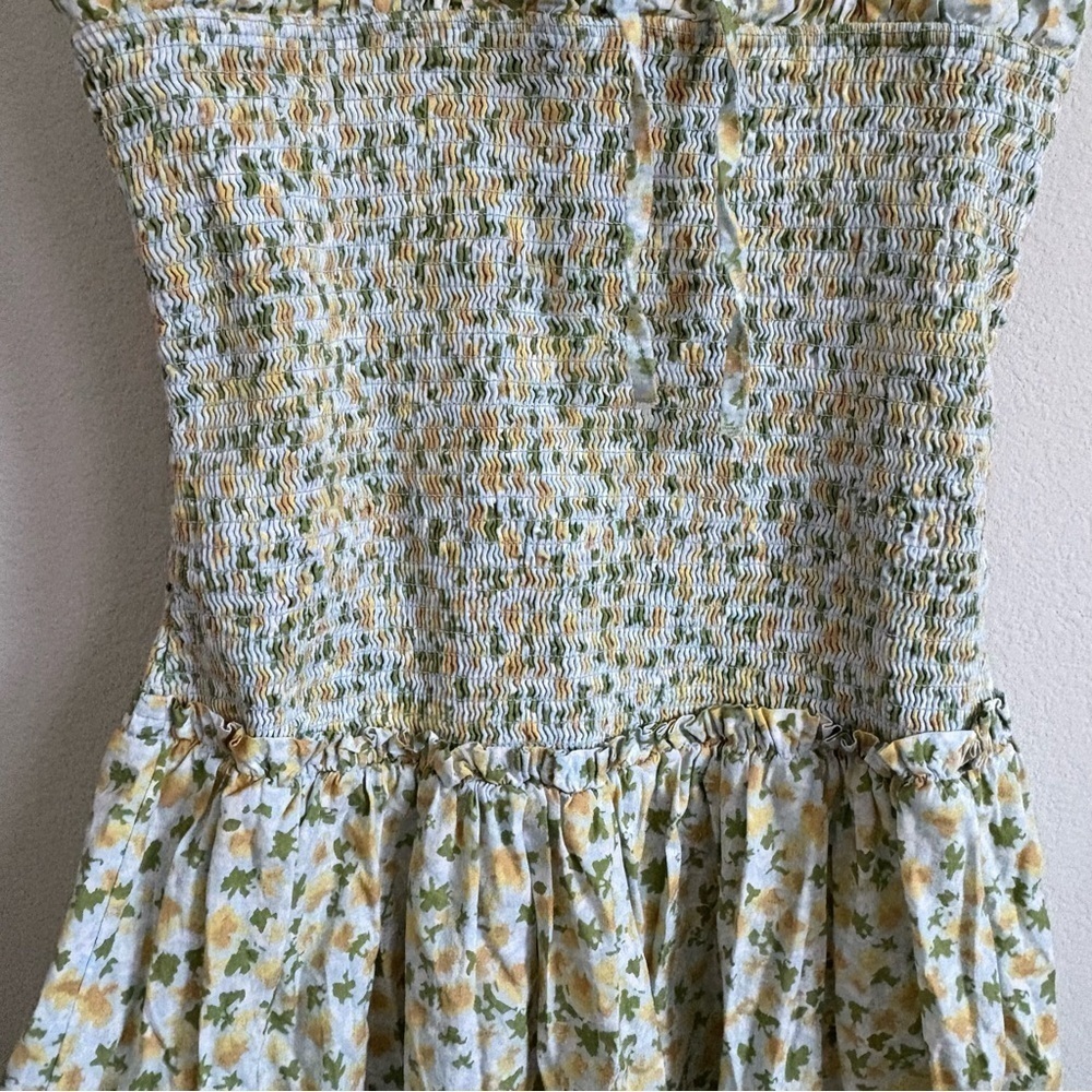 Free People Midi Floral Dress Baby Blue, Green and Yellow- size M - Picture 7 of 15